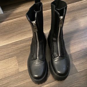 Zara black platform bootie
